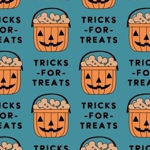 Tricks For Treats - Pumpkin Bucket with Dog Treats - Dark Blue - LAD23