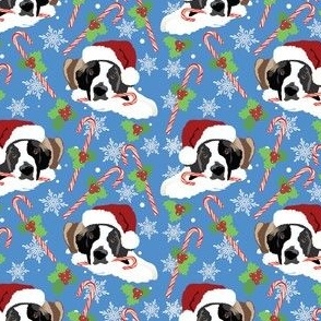small print  // St Bernard Dogs Christmas Candy Canes red and blue