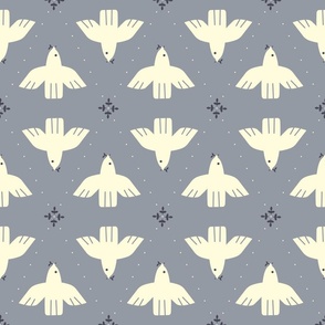 French Country Doves on Gray