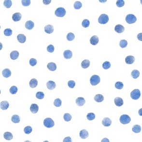 Watercolor Polka Dots - Cobalt Blue