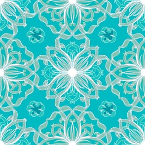 Cyan Kaleidoscope Mandala Pattern
