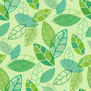 Leafy Mix - Textured Miscellany of Blue + Green Leaves