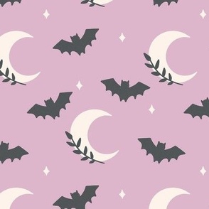 Halloween Bats and Moons on Purple _ Medium