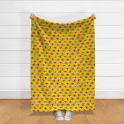 The eyes have it - yellow - large scale fun retro pattern by Cecca Designs