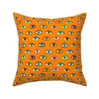 The eyes have it - orange - fun retro pattern by Cecca Designs - medium