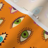 The eyes have it - orange - fun retro pattern by Cecca Designs - medium