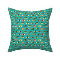The eyes have it - turquoise - fun retro pattern by Cecca Designs - small scale