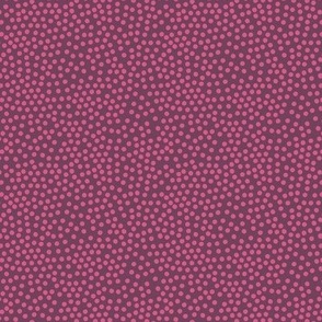 Ditsy Spots - pink on plum - medium - fun retro pattern by Cecca Designs