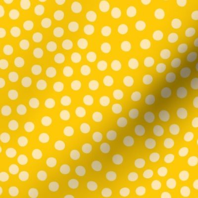 Ditsy Spots - cream on yellow - large - fun retro pattern by Cecca Designs