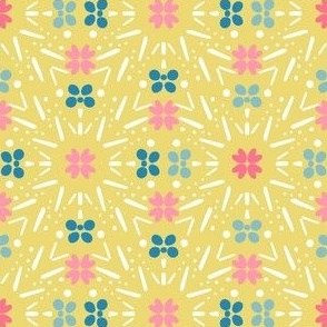 Happy-Retro-Scandinavian-Flowers-in-soft-pink-blue-yellow-white-S-in-small-scale-for-napkins