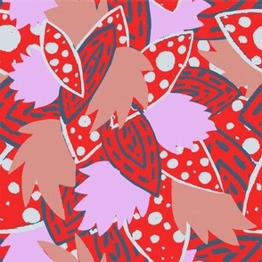 Red and Pink geometric leaves
