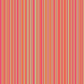 Medium - Vertical Barcode Stripes - Celadon Green, Pink and Orange