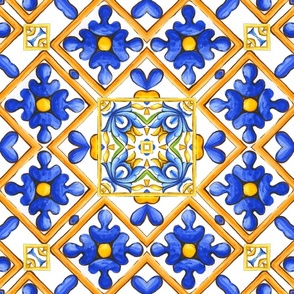 Summer,Sicilian tiles ,azulejo,majolica,