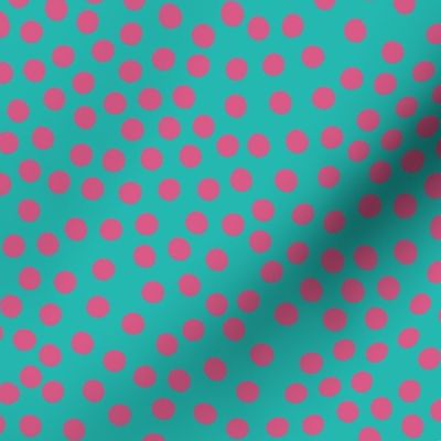 Ditsy Spots - pink and turquoise - large - fun retro pattern by Cecca Designs