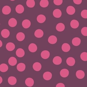 Ditsy Spots - pink and plum - large scale - fun retro pattern by Cecca Designs