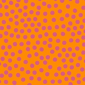 Ditsy Spots - pink and orange - large scale - fun retro pattern by Cecca Designs