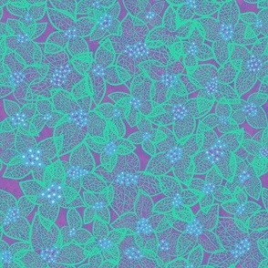 Green Floral pattern - Violet background