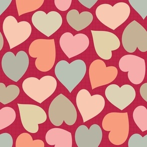 Pastel Hearts on Viva Magenta (happy boho lovey pattern)
