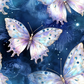 Magical Fantasy Glowing Pastel Pink and Blue  Butterflies with Fairy Lights