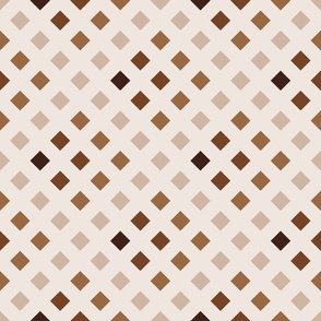 Boho soft checks earthy brown diagonal