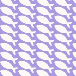 SMALL Hand-Drawn Organic Modern Minimalist White Purple Lilac Fish Silhouette