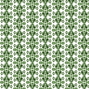 Ikat damask bohemian emerald green white small scale