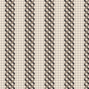 Black taupe diagonal plaid stripe