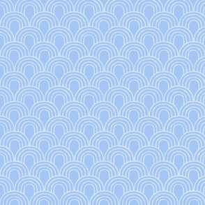 Japanese waves  serene blue linen