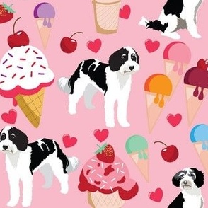 Small print // St. Bernard doodle dog and ice cream cones strawberry cherry orange grape