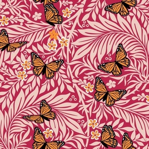 Viva Magenta Mariposa Monarch butterfly orange with large leaves