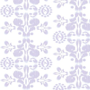 Ikat damask bohemian light lavender white large scale