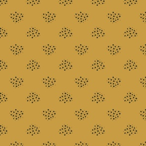 Small – dots with lines – mustard yellow and dark blue 