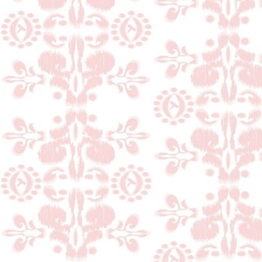 Ikat damask bohemian light pink blush rose white large scale