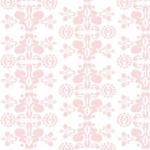Ikat damask bohemian light pink blush rose white medium scale