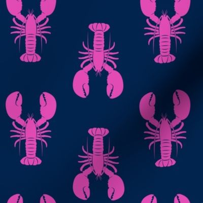 lobsters - pink on navy - C23