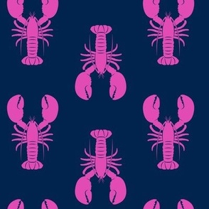 lobsters - pink on navy - C23