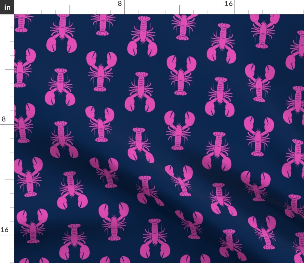 lobsters - pink on navy - C23