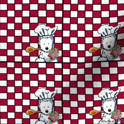 Westie Chef On Checkered Red