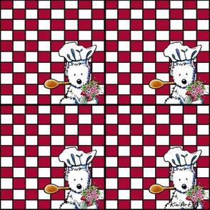 Westie Chef On Checkered Red