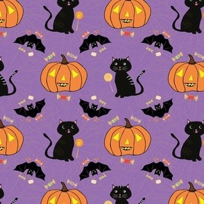 Fun Halloween Cats, Bats, Pumpkins,  Candy 