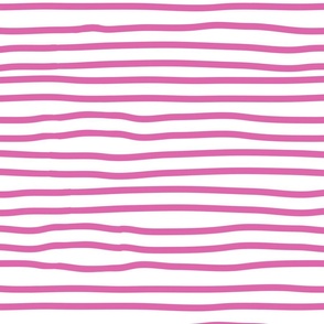 Simple Horizontal Stripes Pink On White
