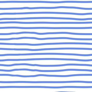 Simple Horizontal Stripes Blue On White