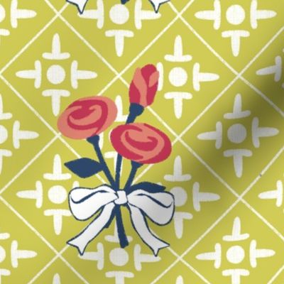 after matisse colonial cross and roses green gold