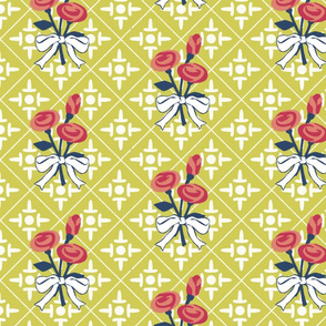 after matisse colonial cross and roses green gold
