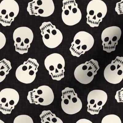 skulls - halloween - cream/black - LAD23