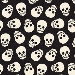 (small scale) skulls - halloween - cream/black - LAD23