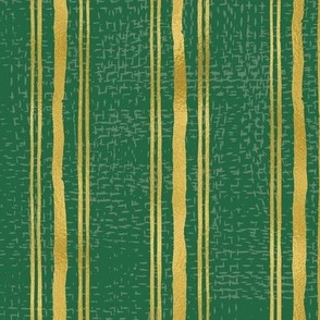 Rough Textural Stripe (Large) - Gold Foil on Emerald Green (TBS102)