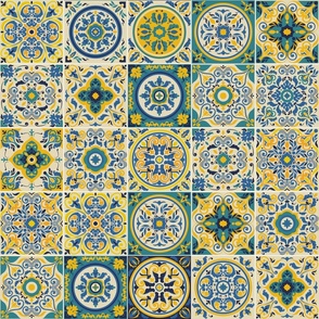 Italian Antique Mosaic Tiles Vector Seamless Pattern Mix 10