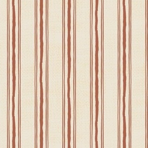 Rough Textural Stripe (Small) - Amaro Rust on Panna Cotta Cream  (TBS102)