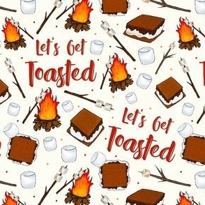 Small-Medium Scale Let's Get Toasted Funny Campfire S'mores on Ivory